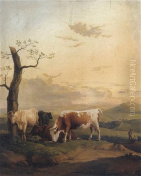 Weideszene Oil Painting by Alexander Johann Dallinger Von Dalling