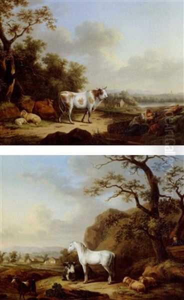 Landschaft (+ Another Similar; Pair) Oil Painting by Johann Dallinger Von Dalling