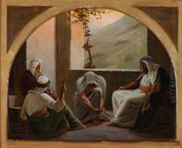 Biblical Scene Oil Painting by Christen Dalsgaard