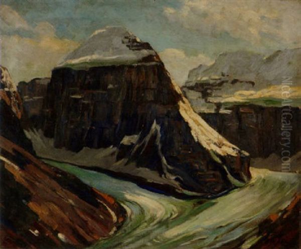 Mount Lefroy And Victoria Glacier, Alberta Oil Painting by Matthew A. Daly