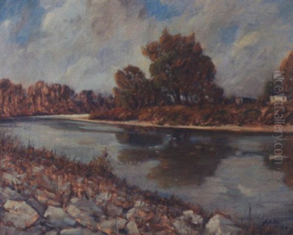 Stream In Early Autumn Oil Painting by Matthew A. Daly