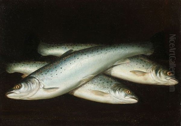 A Fresh Catch Of Trout Oil Painting by Alexandre Dalziel