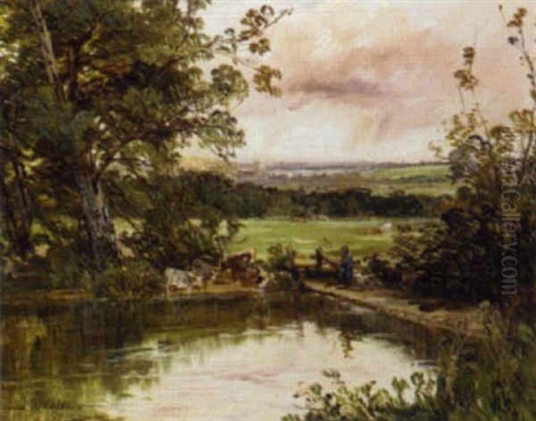 At The Ford Oil Painting by James B. Dalziel