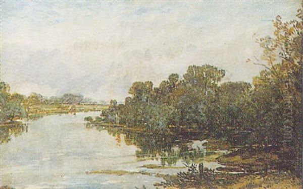 River Landscape Oil Painting by James B. Dalziel