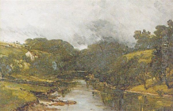 River Landscape Oil Painting by James B. Dalziel