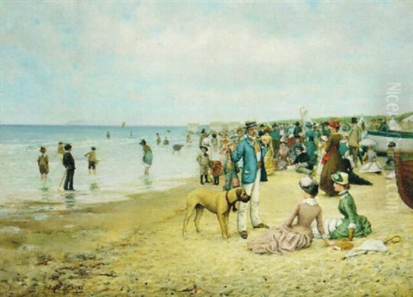 A Day At The Beach Oil Painting by Owen Dalziel