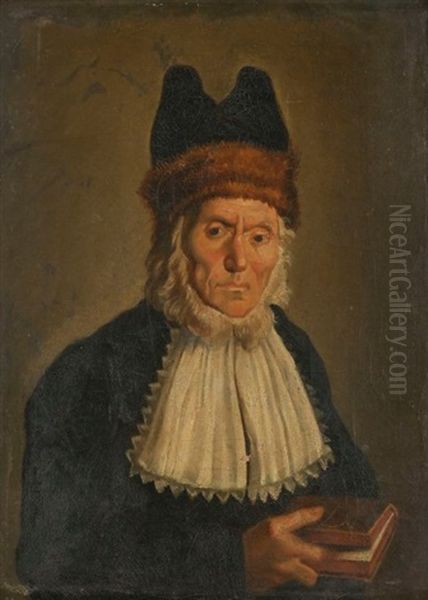 Portrait De David Sintzheim (1745-1812), Chef Du Grand Sanhedrin, 1er Grand Rabbin Du Consistoire Central Oil Painting by Michel-Francois Damane-Demartrais