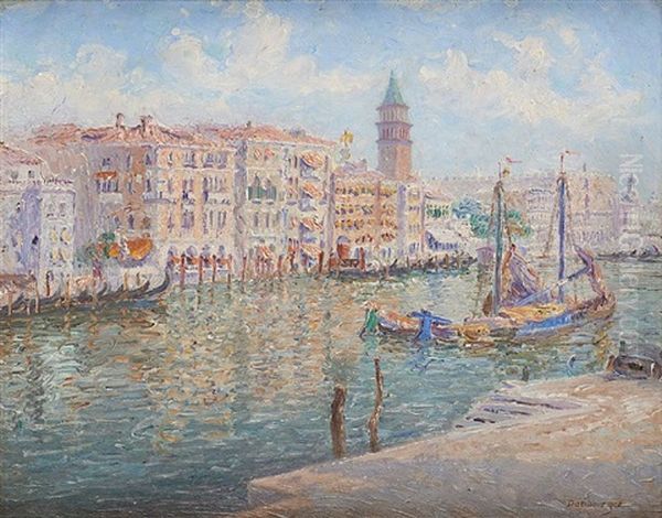 Gondoles A Venise Oil Painting by Edouard-Jean Dambourgez