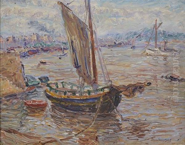 Voilier Amarre Au Port, Bordeaux Oil Painting by Edouard-Jean Dambourgez