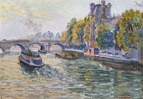 Vue Du Pont Royal Oil Painting by Edouard-Jean Dambourgez