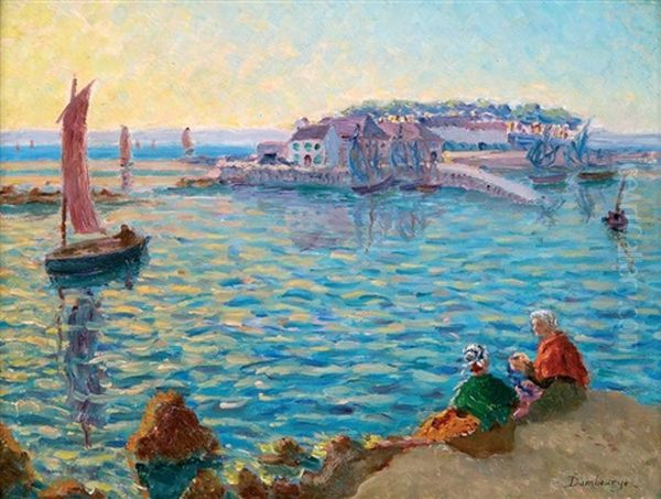 La Baie De Douarnenez Oil Painting by Edouard-Jean Dambourgez