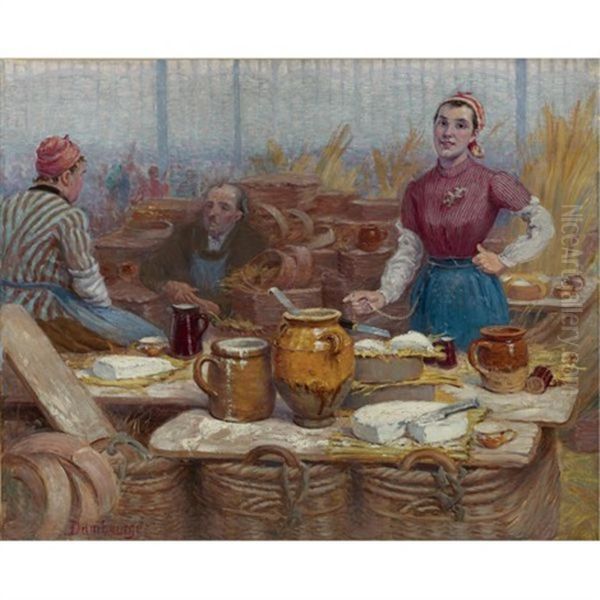 Jeune Cremiere - The Cream And Cheese Vendor Oil Painting by Edouard-Jean Dambourgez