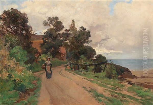 Returning Home By The Coast Oil Painting by Emile Charles Dameron