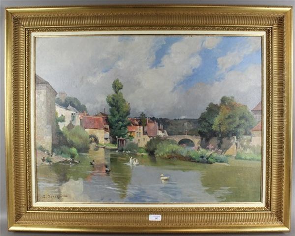 Vue Du Village Sur La Riviere Oil Painting by Emile Charles Dameron