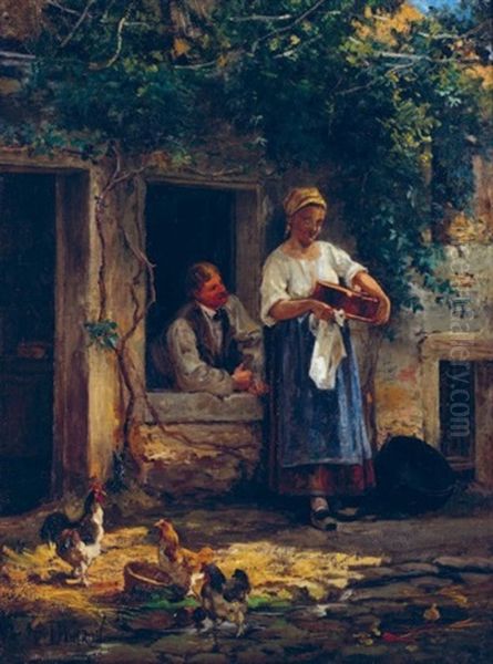 Conversation Galante Oil Painting by Emile Charles Dameron