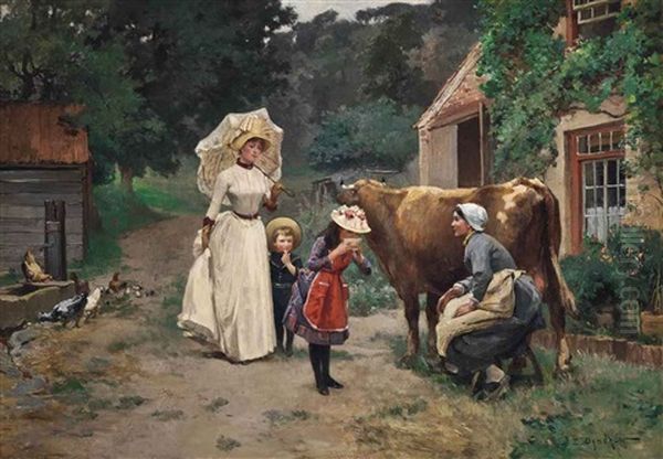 Fresh Milk Oil Painting by Emile Charles Dameron