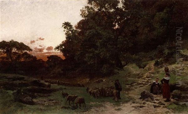 Leading The Flock Home by Emile Charles Dameron