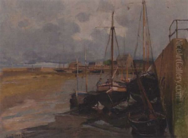 Sicht Auf Hafen Mit Booten by Emile Charles Dameron