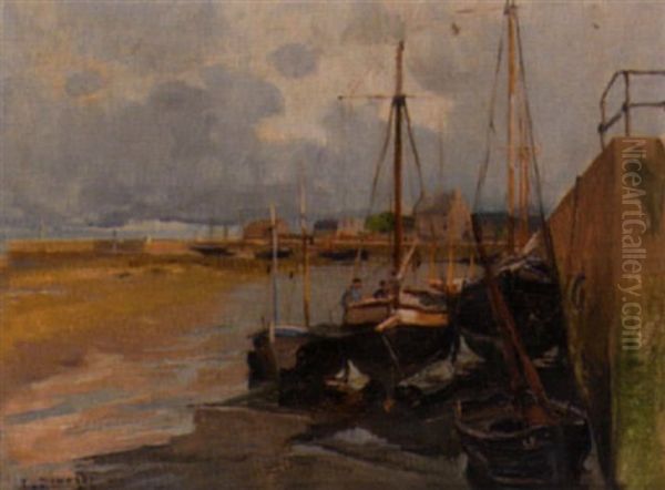 Sicht Auf Hafen Mit Booten Oil Painting by Emile Charles Dameron