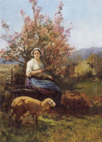 The Shepherdess's Lunch Oil Painting by Emile Charles Dameron