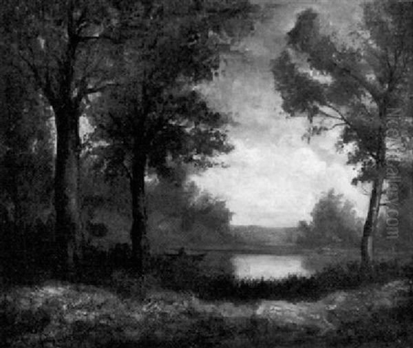 Waldlandschaft Mit See Oil Painting by Emile Charles Dameron