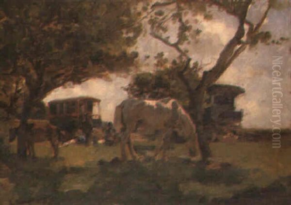 Travellers At Rest Oil Painting by Emile Charles Dameron