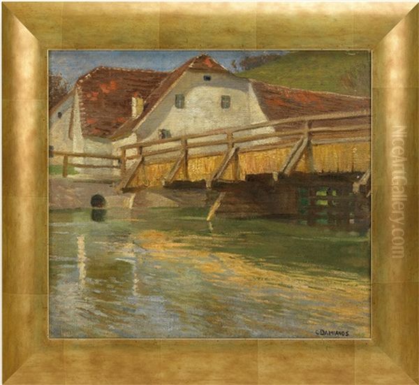 Alte Holzbrucke Bei Furstenfeld Oil Painting by Constantin Damianos