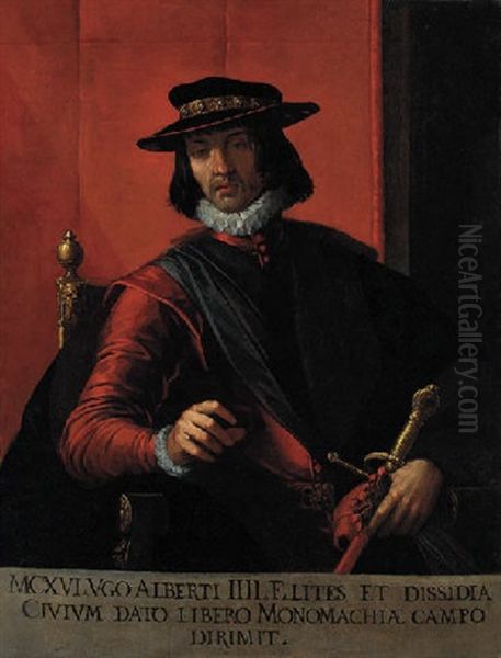 Fantasy Portrait Of Ugo Alberti Iv With A Sword Oil Painting by Pietro Damini