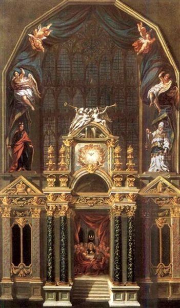 A Design For A High Altar (saint Peter's Ad Arches, Lincoln?) Oil Painting by Vincenzo Damini