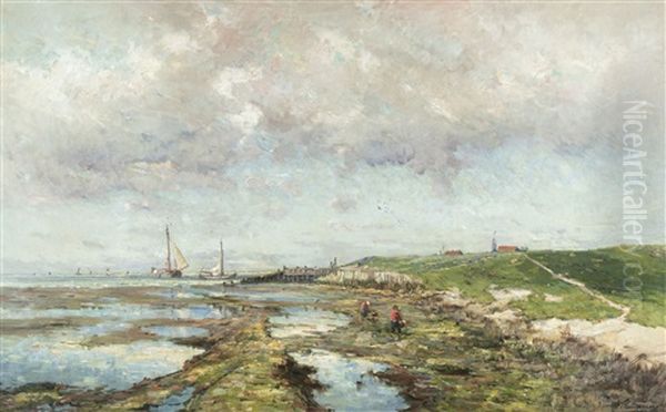 The River Scheldt Near Bergen Op Zoom Oil Painting by Frans Van Damme