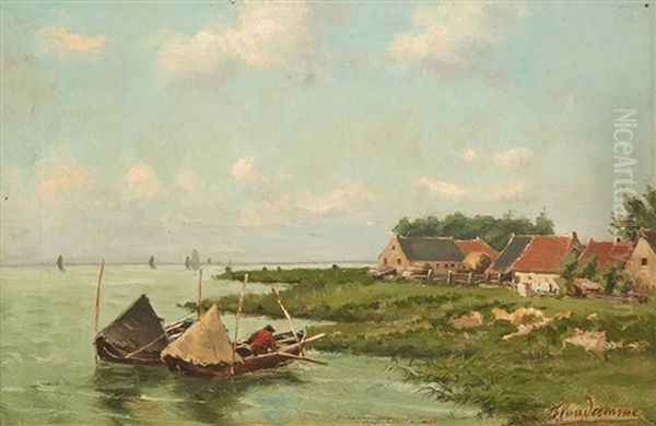 Paysage Hollandais Oil Painting by Frans Van Damme