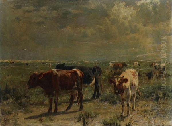 Koeien In De Duinen Oil Painting by Emile Van Damme-Sylva