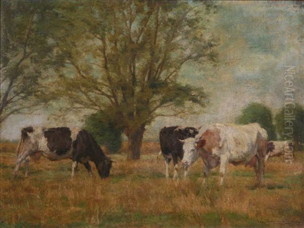 Vaches Au Pre Oil Painting by Emile Van Damme-Sylva