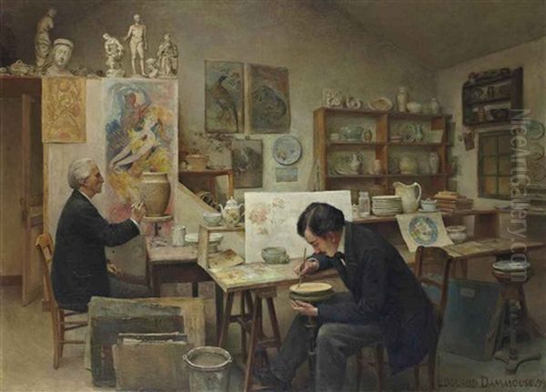 L'artiste Dans Son Atelier Oil Painting by Edouard Dammouse