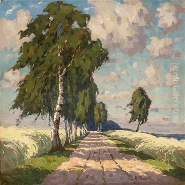 Sonnige Birkenallee Oil Painting by Anna Von Damnitz