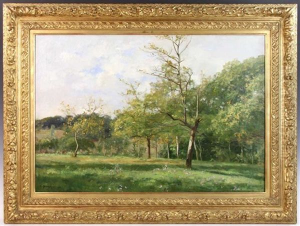 Summer Landscape Oil Painting by Pierre Emmanuel Eugene Damoye