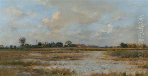 Landschaft In Der Picardie Oil Painting by Pierre Emmanuel Eugene Damoye