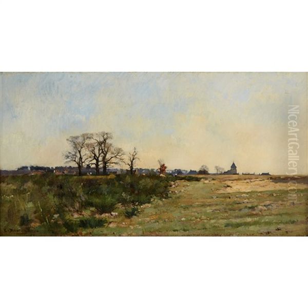 French Countryside Oil Painting by Pierre Emmanuel Eugene Damoye