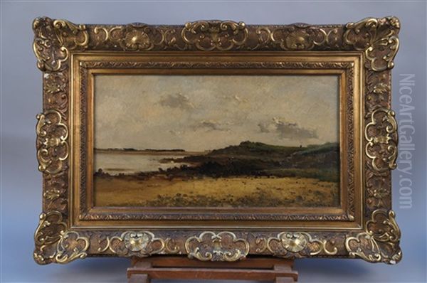 Bretagne, Bord De Mer Anime D'une Paysanne Oil Painting by Pierre Emmanuel Eugene Damoye