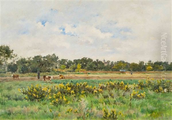 Parc A Moulins En Tonnerrois Oil Painting by Pierre Emmanuel Eugene Damoye