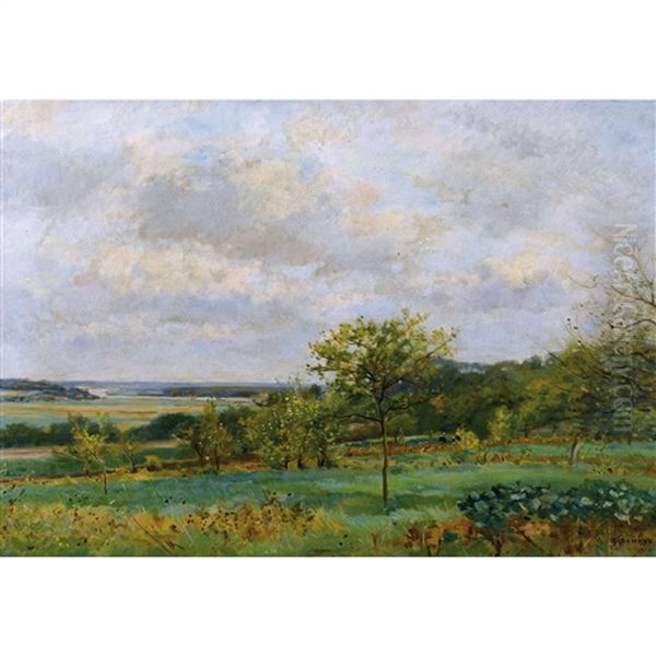 Paysage De Printemps Oil Painting by Pierre Emmanuel Eugene Damoye