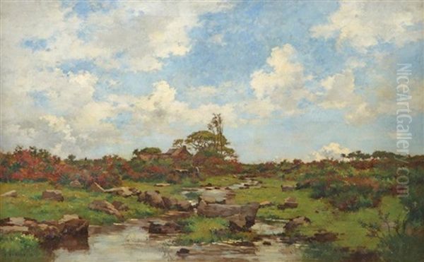 Le Ruisseau Dans La Campagne Normande Oil Painting by Pierre Emmanuel Eugene Damoye