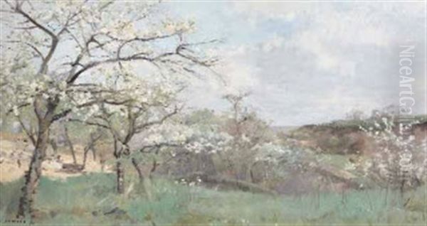 Paysage En Fleurs Oil Painting by Pierre Emmanuel Eugene Damoye