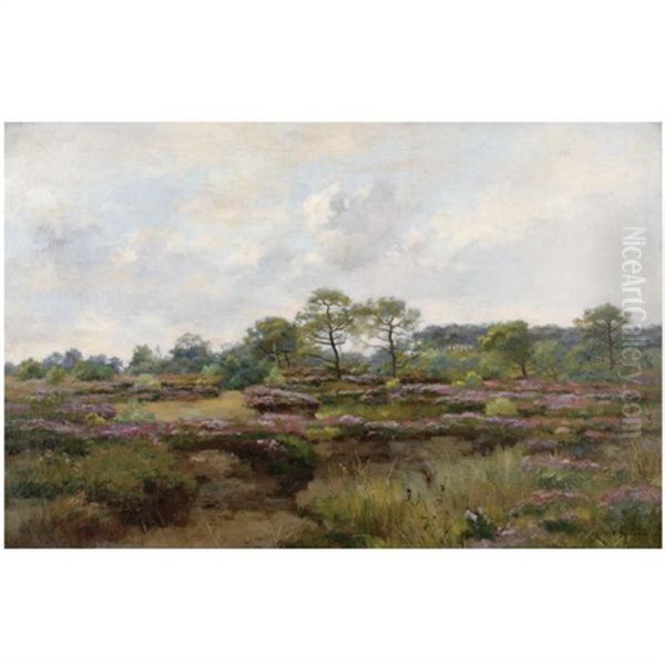 Heather Landscape Oil Painting by Pierre Emmanuel Eugene Damoye