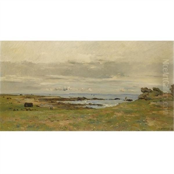 Sur La Cote Bretonne Oil Painting by Pierre Emmanuel Eugene Damoye