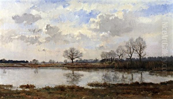 Les Prairies A Mortefontaine Oil Painting by Pierre Emmanuel Eugene Damoye