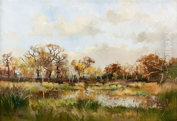 Marais En Sologne Oil Painting by Pierre Emmanuel Eugene Damoye