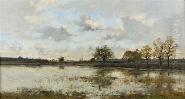 Landschaft Mit See Oil Painting by Pierre Emmanuel Eugene Damoye