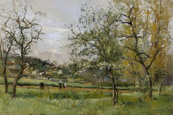 Landschaft Mit Frauen Bei Der Feldarbeit Oil Painting by Pierre Emmanuel Eugene Damoye