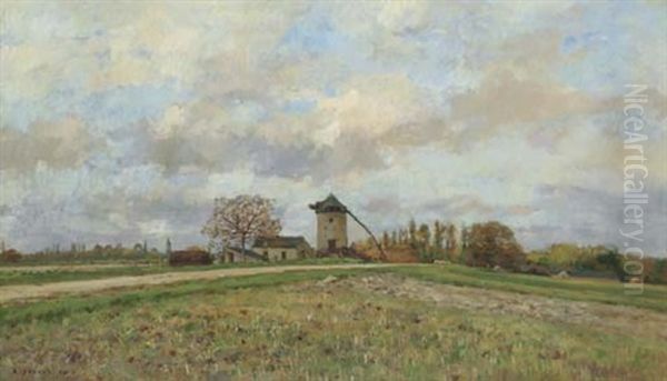 Paysage Au Moulin Oil Painting by Pierre Emmanuel Eugene Damoye